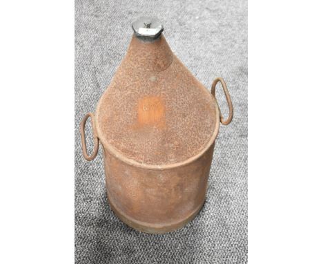 A BR (M) metal Lamp Oil Can having two carry handles