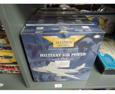 Six Corgi Limited Edition The Aviation Archive Military Air Power and similar diecasts, 48703 HP Victor SR MK2, 48701 HP Vict