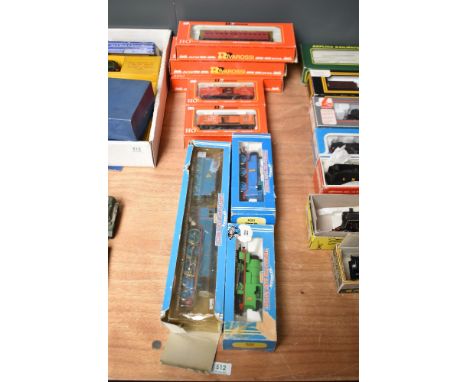Three Hornby 00 gauge Thomas The Tank Engine Locomotives, R350 Percy, R363 Gordon and R351 Thomas along with five Rivarossi 0