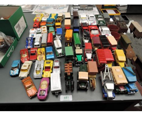 A collection of playworn diecasts including Corgi Juniors, Matchbox Models of Yesteryear, Corgi etc, approx 50+