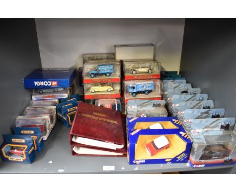 A shelf of modern diecasts including Dinky, Corgi, Matchbox, Matchbox Models of Yesteryear, all boxed approx 45