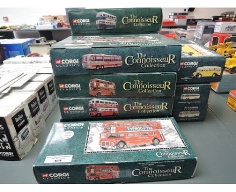 Thirteen Corgi Classics diecasts, The Connoisseur Collection Buses including limited editions 33802, 35304 and 35305, all box