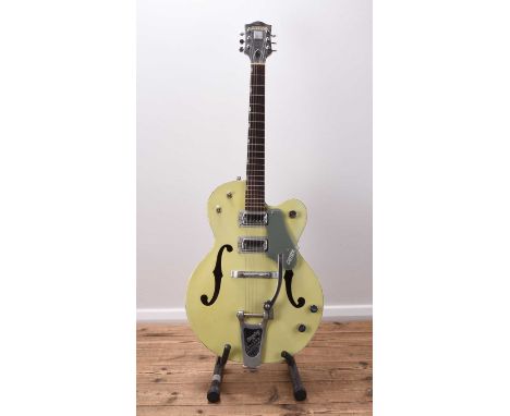A Gretsch 1959 Double Anniversary hollow-bodied electric guitar, model 6118Body: Hollow, two-tone smoke green with ivorine bi