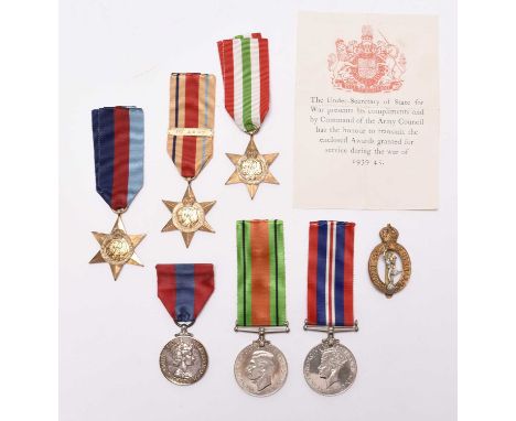 A Royal Signals Second World War medal group comprising Defence Medal, 1939-45 War Medal, 1939-45 Star, Africa Star with 1st 