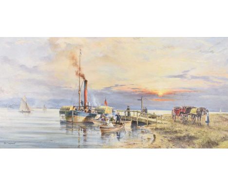 ARR John L Chapman (b.1946) Evening Excursions, passengers aboard a paddlesteamer at dusk, signed lower left, acrylic on boar