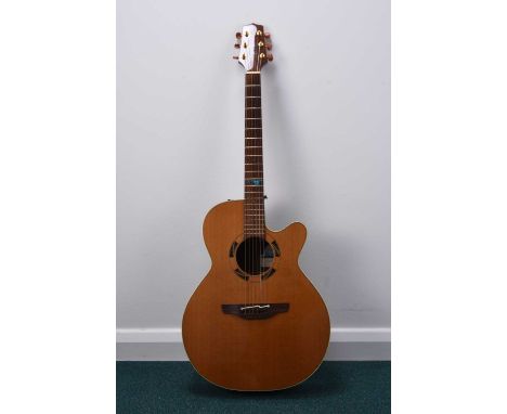 A Takamine 'Santa Fe' PSF-45C steel string electro-acoustic guitarTop: Spruce, ivorine and black bindings, inlaid soundholeBa