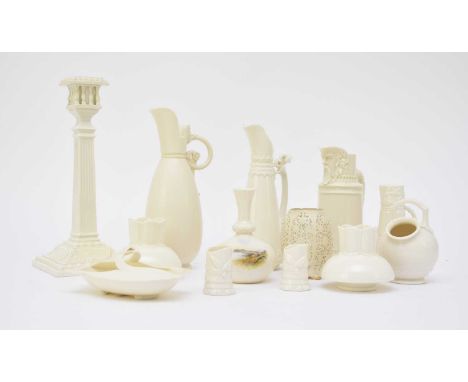 A group of Royal Worcester and Grainger &amp; Co plain white wares, late 19th and early 20th centuries, including a small ret
