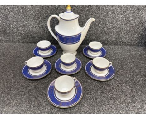 Royal Doulton coffee service in Royal Windsor pattern, comprising of coffee pot (small chip to inner lip of lid) and 6 cups &
