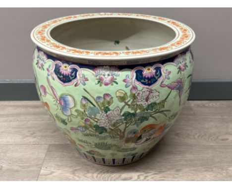 Large vintage Chinese porcelain fish bowl - Height 40cm x Diameter 47cm