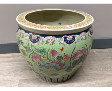 Large vintage Chinese porcelain fish bowl - Height 36cm x Diameter 41cm