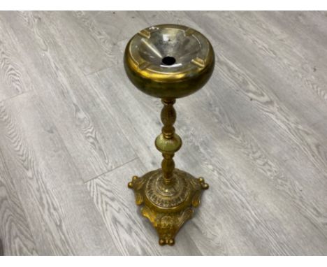 Vintage onyx and brass floor standing ashtray