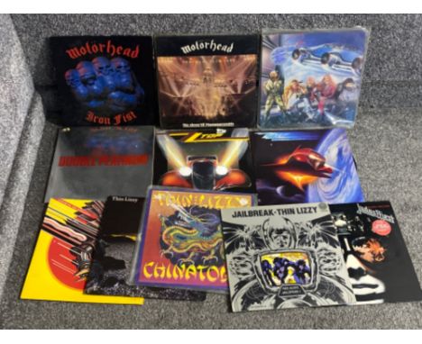 Lot containing vintage LP records to include Thin Lizzy and Motor head