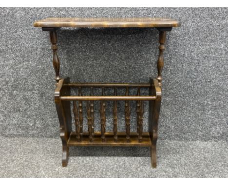Vintage heavy wooden magazine table