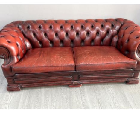 Dellbrook of England Ox-blood leather chesterfield 2 seater sofa