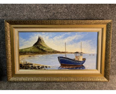 Oli on board Dallas K Taylor painting titled ‘Lindisfarne’ 76x45.5cm