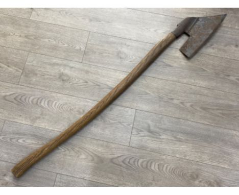 1700’s forged iron ‘Goosewing’ axe with early 1900’s replacement oak long shaft