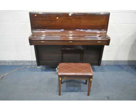 A MARSHALL AND ROSE MAHOGANY UPRIGHT PIANO, serial number 84348, year manufactured between 1980-1989, width 142cm x depth 57c
