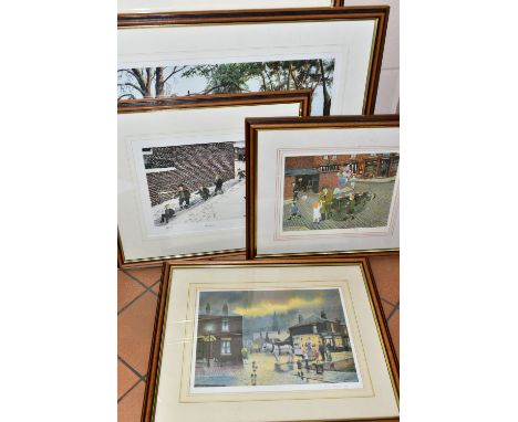 FOUR LIMITED EDITION TOM DODSON PRINTS, comprising 'Saturday Penny', no.476/500, 'Sunday School Outing', no.492/850, 'The Sli
