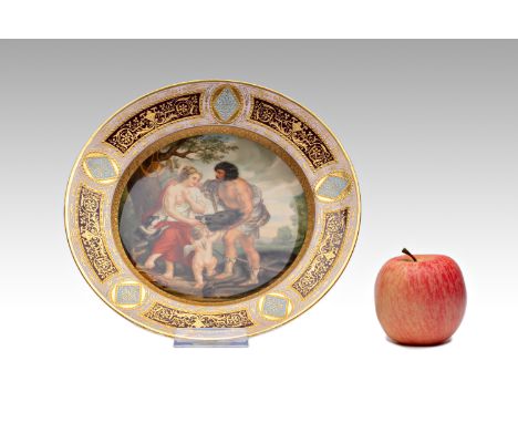 Plate "Atalanta and Meleager", Wiener Porzellanmanufaktur | diameter: 24.5 cm | porcelain glazed, painted, decorated with gol