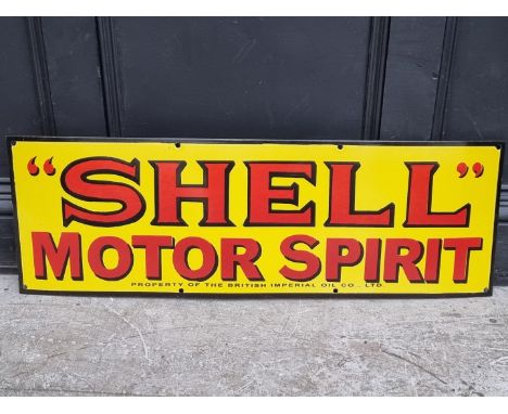 An enamel 'Shell Motorspirit' sign, 30.5 x 91.5cm.