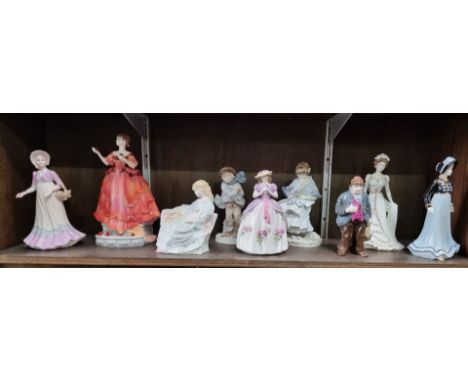 Eight Coalport figures;&nbsp;together with a Royal Worcester figure.&nbsp; 