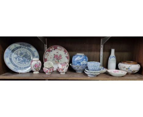 A mixed group of Chinese and Japanese porcelain,&nbsp;18th century and later; together with a Japanese cloisonne enamel bowl,