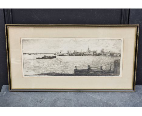 J. Eggett,&nbsp;Portsmouth Harbour, signed and extensively inscribed in pencil, etching, pl.16.5 x 42cm, together with: Harol