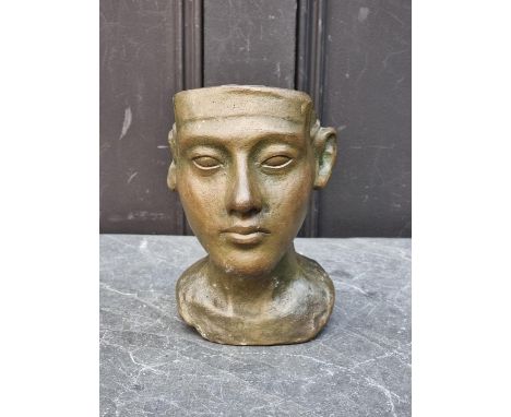A solid bronze Egyptian style bust,&nbsp;21cm high.