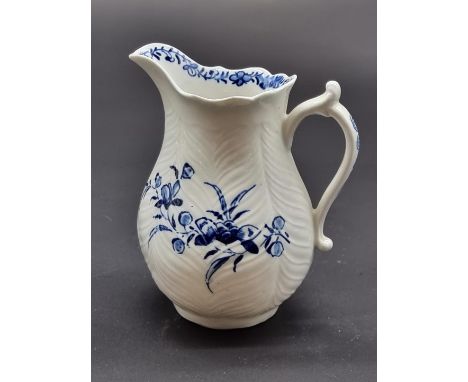 A Worcester first period feather moulded milk jug,&nbsp;12.2cm high.