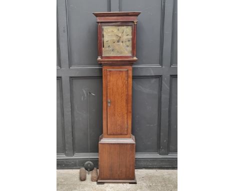 An 18th century oak and walnut crossbanded eight day longcase clock, the 12in square brass dial inscribed 'Wm Stocker, Honito