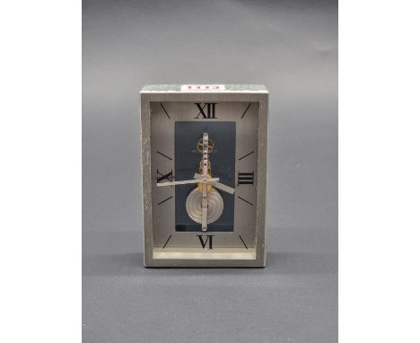 A circa 1970s Jaeger-LeCoultre pewter pendulette desk timepiece,&nbsp;13.5cm high.