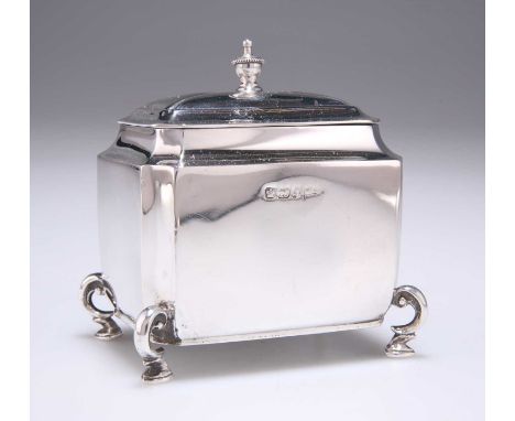 A LATE VICTORIAN SILVER TEA CADDY by Walker &amp; Hall, Sheffield 1900, of small proportions, rectangular with canted corners