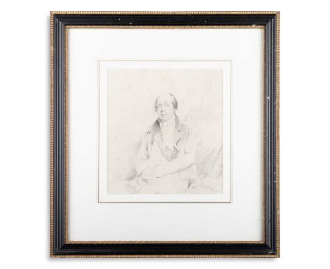 19TH CENTURY ENGLISH SCHOOL PORTRAIT OF A GENTLEMAN Pencil sketch22.5cm x 21cm