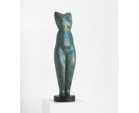 Alexander Archipenko     1887 Kiew (Ukraine) - 1964 New York Symmetrischer Torso. 1921/1997. Bronze mit grünlicher Patina.  S