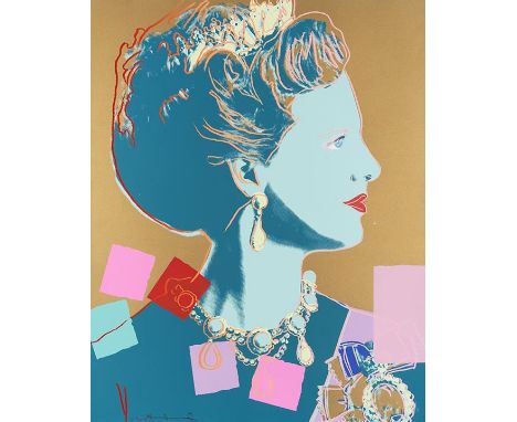 Andy Warhol     1928 Pittsburgh - 1987 New York Queen Margrethe II. 1985. Farbserigrafie.  Signiert und nummeriert. Einer von