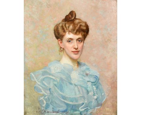 J. Chaubert, French School, Circa 1902, a bust length portrait of a lady, oil on canvas, signed, 25.5" x 21.25" (65 x 54cm).