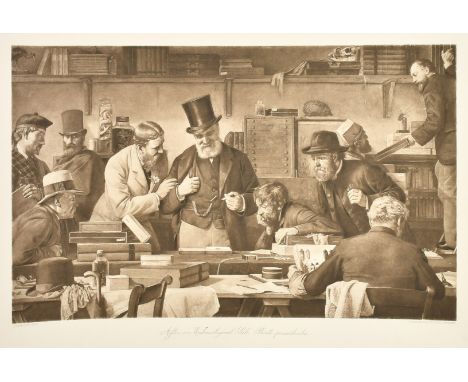 After Edward Armitage (1817-1896), a group of four prints including 'After an Entomological Sale' and a self-portrait, along 