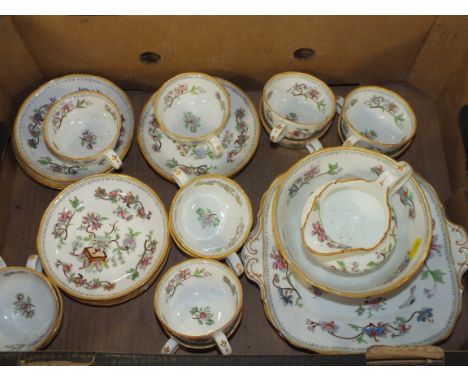 A TRAY OF VINTAGE HAND PAINTED CHINA 