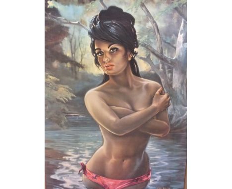 A VINTAGE 1960S FRAMED PRINT OF A NUDE BY J H LYNCH