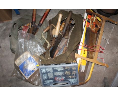 TWO BAGS OF HAND TOOLS ETC