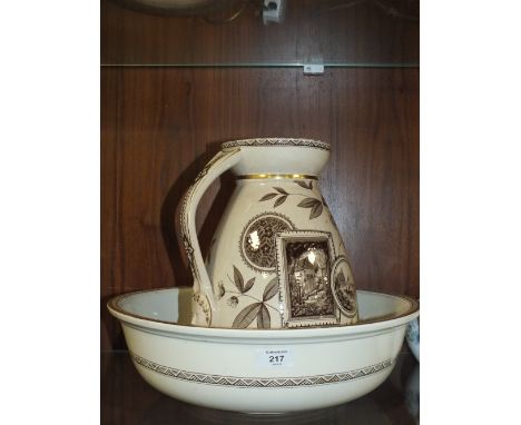 A VINTAGE CERAMIC JUG AND BOWL SET