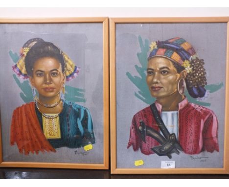 A PAIR OF FRAMED AND GLAZED PORTRAIT STUDIES BY FERNANDO D'AQUINO