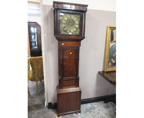 A LOCAL STAFFORD BRASS FACED LONGCASE CLOCK H 185 CM