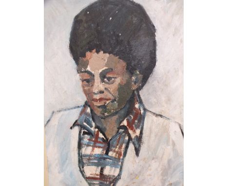 A FRAMED OIL ON BOARD PORTRAIT STUDY OF MICHAEL JACKSON SIGNED BERNARD SHORT