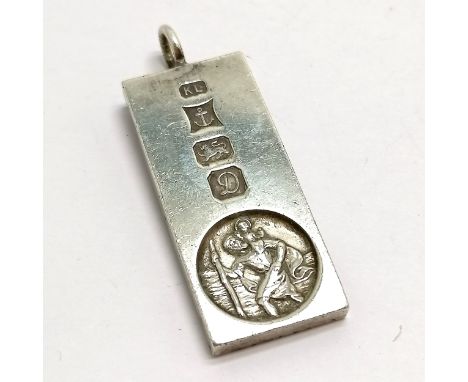 1978 silver ingot pendant with unusual St Christopher detail - 4.8cm drop &amp; 27.5g 