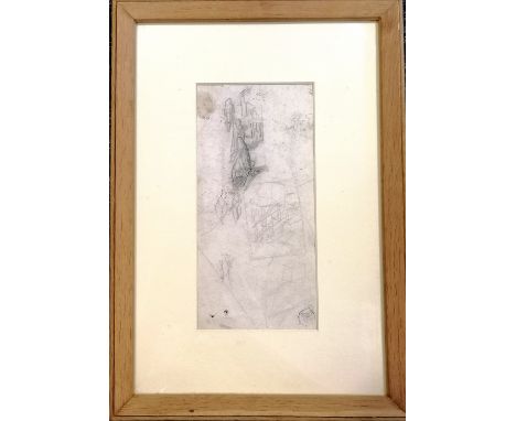 Sir Stanley Spencer CBE RA (1891–1959) original double sided pencil sketch with official Stanley Spencer Studio Sale handstam