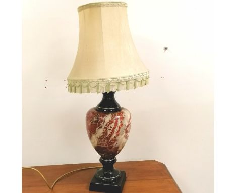 Marbled ceramic lamp with shade, 64 cm high. 