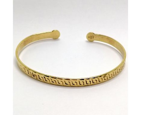 Italian silver gilt cuff bangle - 13g total weight 