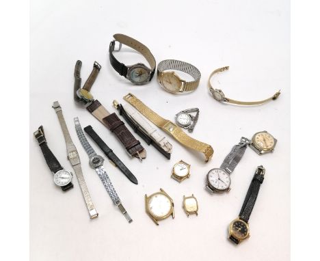 Qty of mostly mechanical wristwatches inc silver cased porcelain dial wristwatch (30mm) , unused straps, BV Scheepswerf De Do