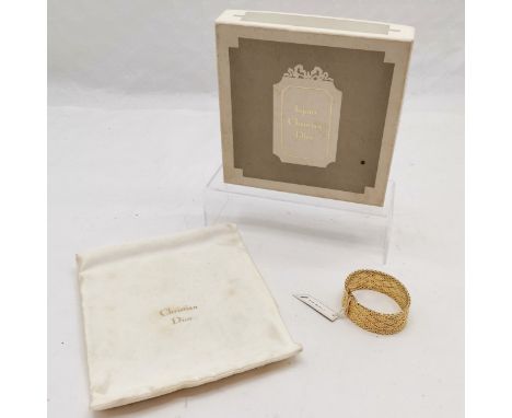 Christian Dior gold tone bracelet by Crosse Germany 1971, with original retail label, pouch &amp; retail box, all good condit
